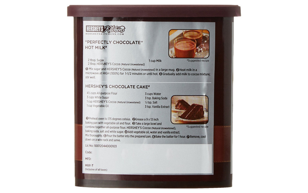 Hershey's Cocoa, Natural Unsweetened   Plastic Jar  225 grams